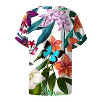 Žene Ljeto vrhovi Ležerne modne kratke rukave V rect majice Overselizirane cvjetne majice Slatke majice