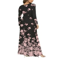 Niuer Women Loose Cvjetni print pune dužine haljina dame seksi maxi haljine linijski putnik ljuljačka kaftana crna ružičasta 4xl
