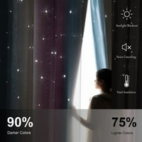 Gradientne slojeve zvijezde Tulle + Blackout Curtains Soba zatamnjeni zvjezdani zavjesa kućanska soba