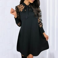 Haljine za žene Ženska A-line Srednja dužina Čvrsta duga rukava V-izrez Ležerne prilike vruće prodaje A-line haljine Black XL