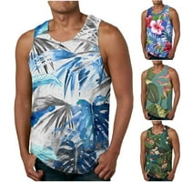 Muški tenkovi majica bez rukava Casual Hawaiian Tropska grafička grafika Crewneck Vest bluza Plaža Klasični