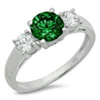 1.5ct okrugli rez zeleni simulirani smaragd 18k bijeli zlatni angažman za angažman kamena prstena 3,5