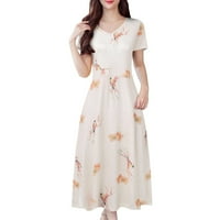 Ženske haljine Prikladna haljina za žene Modni V izrez kratkih rukava boemska cvjetna tiskana obična