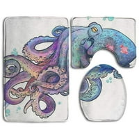 Valentinovo Oceanic Coctopus stil kupaonica Rugs set za kupac Contour mat i toaletni poklopac poklopca
