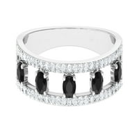 Klasični crni prsten sa dijamantima za žene, 14k bijelo zlato, SAD 7.00