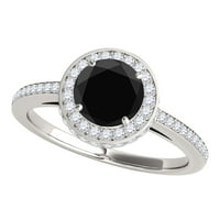Aonejewelry Carat Halo Black Diamond zaručni prsten u 14k bijelo zlato