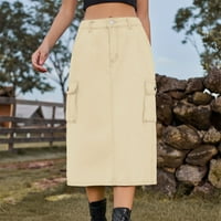 Ženska traper suknje za teretna suknja Casual High Split Split Povratak Vintage Midi Jean Skirts Srednja