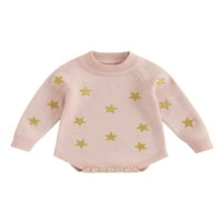 Bagilaanoe Newborn Baby Girl Boy Pleteni Jomer džemper s dugim rukavima BodySuits Stars Ispiši pulover