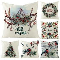 Wirlsweal božićska slatka vijenac ptice za ispis jastuk jastuk CASSOW Cover Home Sofa Xmas Decor