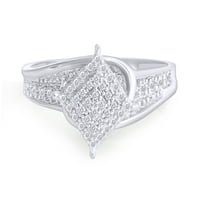 Bijeli prirodni dijamantski angažman i vjenčani modni prsten u 14k bijelo zlato preko srebra sterlinga