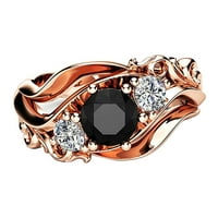 Miyuaadkai prstenovi modna cvjetna linija crne cirkonske prsten dame prsten dijamantna narukvica nakit