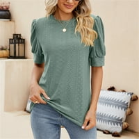 Ženske vrhove bluza Žene kratki rukav Ležerne prilike pune ljetne posade Košulje zelene s
