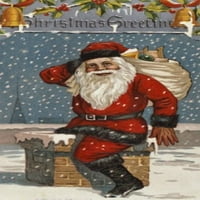 Božićni pozdrav: Santa na dimnjaku, nostalgia kartice