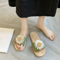 Ženska boemska cvijeća ravne sandale, ženske papuče na plaži na modnim ravnim papučama otvorene pjeneske