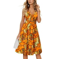 Petort ženske casual haljine Ženske izrezane midi haljine Ljetne kratke ruhove casual haljine narandžaste,