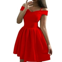Manxivoo cijev gornja haljina od pune boje haljina visokog struka Ženska jednostavna izvrsna dizajna ženske haljine Žene povremene haljine crvene