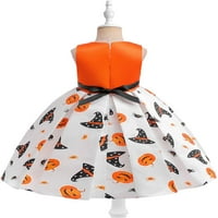 Lfogods Noć vještica za djevojke Toddler Halloween haljina + torba Ghost Ispis Pageant haljina Kids