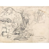 James Ward Black Moderno uramljeni muzej Art Print pod nazivom - Studija planine sa drvećem