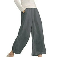 Sinimoko plus veličine Capris hlače za žene Pamučne posteljine široke noge Ležerne prilike, udobne džepove