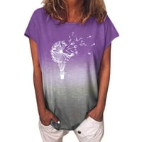 Yotyukeb Ženske vrhove Modni ženski gradijentni suncokret Ispis O-izrez kratkih rukava majica bluza