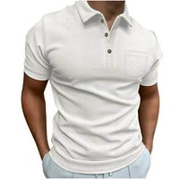 Caveitl muška majica, muškarci casual solid oflown pulover modni gumb s kratkim rukavima bluza bijeli