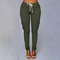 Symoidni ženske casual pantalone - moda plus crtež casual čvrsti džep za rastezanje labave hlače vojska