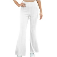 Flare pant Twist pletene pantalone za žene bootcut High Struk gamaše vježbanje vještava hlače bijeli