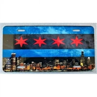 HMC-FRTPLATE-CHICFLGSKYLINE CHICAGO Skyline Flag Front Licenjska ploča od aluminija
