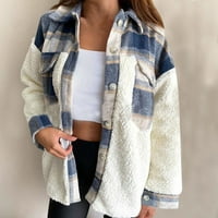 Patlollav ženski kaputi plus veličina janjeća vuna ubode topla jednosobno kardigan jakna