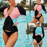 Plus size Žene dva surfanje kupaći kostimi za kupaće kostimi s dugim rukavima kupaći kostim kupaći odjeća
