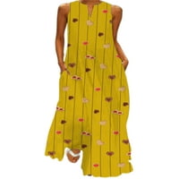 Ženska haljina s rezervoarom V izrez Long Maxi haljine bez rukava Summer Beach Sundress Ladies Kaftan
