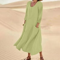 Ljetne haljine za žene V-izrez Dužina gležnja na slobodno vrijeme, linijski košulje s dugim rukavima
