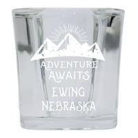 Ewing Nebraska suvenir laserski ugravirani kvadratni bazni alkoholni piće Avantura Show Avanture čeka dizajn