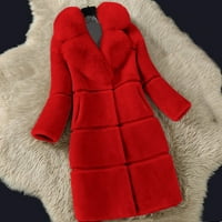 Entyinea ženska jakna s dvije tone dugih rukava niz zimsku odjeću modna crvena s