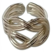 Srebrni podesivi prsten, dizajn kliznih čvorova, jedna veličina