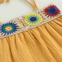 TODDLER Baby Girl Summer Lanene haljina Boho Spaghetti remen za vez cvjetne haljine Pamuk Casual Beach Sendress