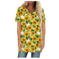 Ženski kratki rukav, Spring T majice Slatki Flowy Womans na vrhu Pleted majice Labavi fit bluze