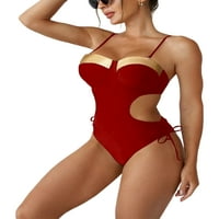 Niuer Women Jedan kupaći kostimi Spaghetti Strup kupaći kostimi bez rukava Oprema za kupanje Boja Blok