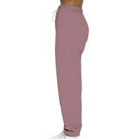 Absuyy ženske hlače zazor uzorke u srednjem struku, Ležerne prilike sa labavim traperica ružičaste veličine 2xl