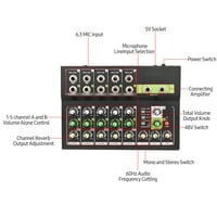10-kanalna miješalica Digital Audio mikser Stereo Mikser Mic Line sa reverb i 48V fantomskom snagom