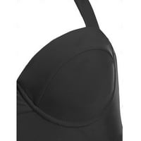 Bikini ženski cvjetni tisak visokih struka gornji dio struka + kratke hlače dva halter crna 4xl kupaće kostim