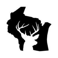 Wisconsin Deer State naljepnica naljepnica naljepnica - samoljepljivi vinil - otporan na vremenske prilike - izrađene u SAD - mnogo boja i veličina - Buck Hunt Lov puška Wi