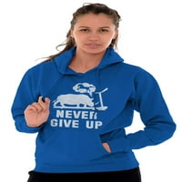 Jednorozi ženske pulover s kapuljačom s kapuljačom nosorozi nikada ne odustaju od teretane za fitnes