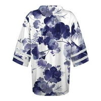 HHEI_K Ženska bluza za bluza Outerwear Print pola duljine Ležerne prilike Ležerne prilike za odmor Basic čipke