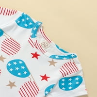 Djevojčica za bebe 4. jula odijela Američka zastava Ispis majica kratkih rukava TOP + Hratke za djecu