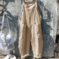 IOPQO ženski kombinezon moda ženski džep zavoj bez rukava bez rukava pruga bodysuit playsuit rhoper