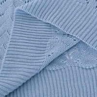 TEJIOJOO Ženski čišćenje odjeće Ženska V- izrez Solid boja izdubljeni rekreativni tanki pulover Dugim