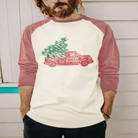 Ma croi muški božićni odmor zeleni crveni kamion sa stablama drveća Raglan digitalno tiskani klasični majice za bejzbol stil
