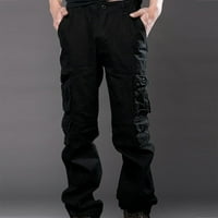 Teretne pantalone za muškarce Sportska odjeća ravno-nogu čvrstog toplog jesenja i zimskog kapka za struku