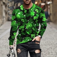 Muške modne ležerne pruge tiskane majice s dugim rukavima, zelena, XL